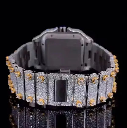 Sophisticated Lab Grown Diamond Mechanical Automatic Watch for Men Business Style Skeleton Dial Waterproof Stainless Steel