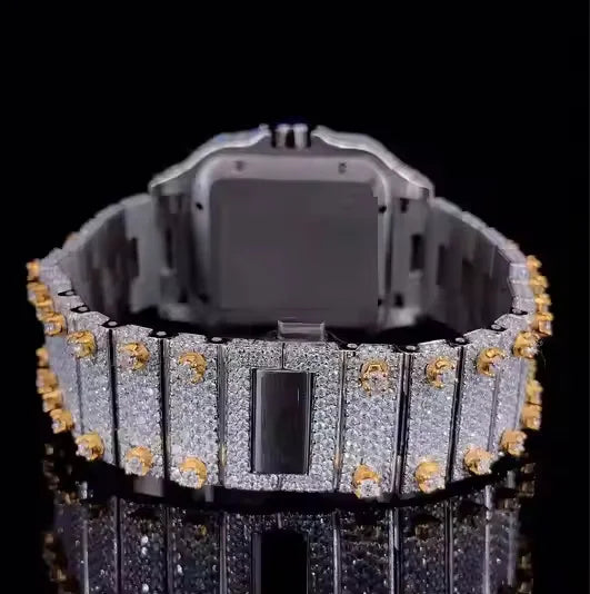 Sophisticated Lab Grown Diamond Mechanical Automatic Watch for Men Business Style Skeleton Dial Waterproof Stainless Steel