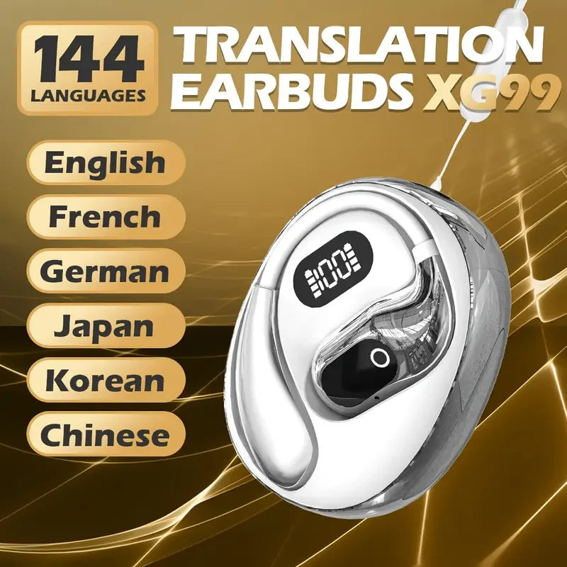 2025 new AI real-time translation headset, LED power display, 144 language translation headset, Type-C charging port