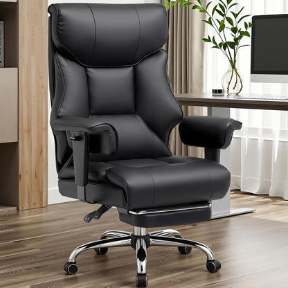 COMHOMA Big and Tall Office Chair 400lbs High Back Leather Executive Chair with Ergonomic Lumbar Support & Pocket Spring Cushion - Kimlud