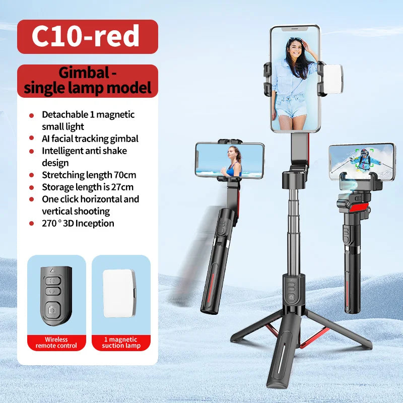 AI face tracking Stabilizer 360 Auto Rotation Follow Gimbal Remote Selfie stick tripod for iPhone Android phone holder