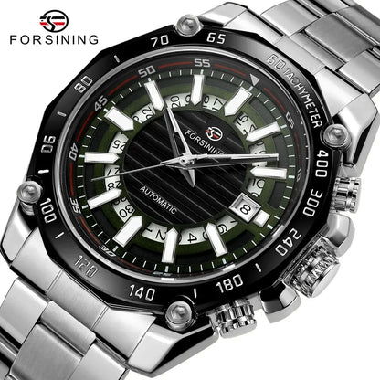 FORSINING New Automatic Mechanical Watch for Men Stainless Steel Waterproof Skeleton Watches Business Luxury Gold Wristwatches