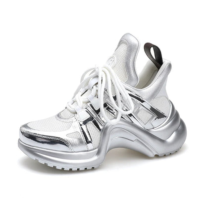 Chaussures Femmes Tendances Hot Pink Shoes Thick Lace Trendy Mujer Sneakers Casual Shoes - Kimlud