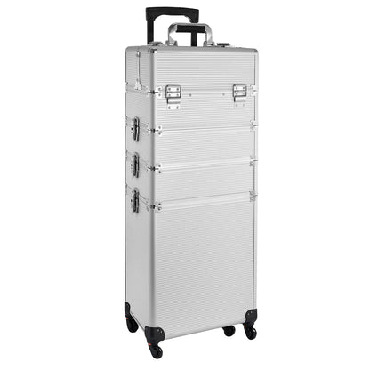 Hot Selling Professional Large 4-in-1 Rolling Makeup Case Eco-Friendly Aluminum Practical Lockable Train Extendable Portable