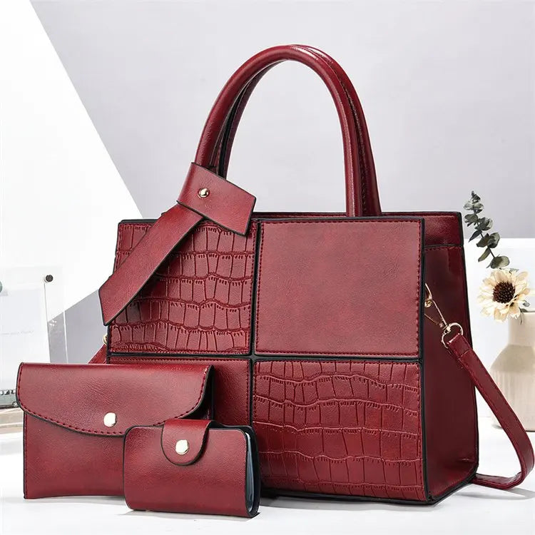 2025 Women's Handbags Designer Bags Capacity with Zip Casual Style Three Piece Pu Leather Handbag