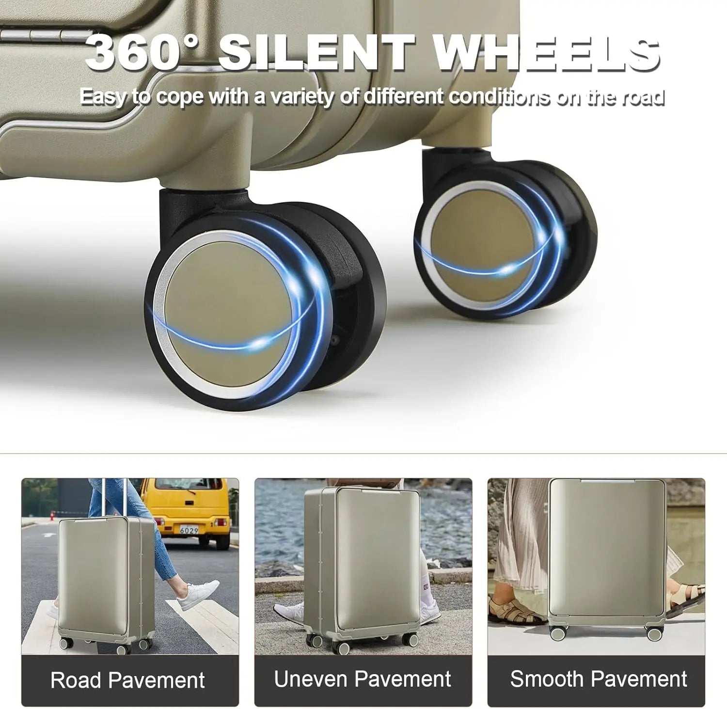 20-inch Front-Opening Grey PC Carry-On Suitcase with TSA Lock Lightweight Durable Luggage for Business Travel & Personal...