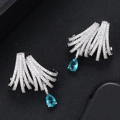 GODKI Luxury DOUBLE CLAWS STUD Earrings for Women Wedding Trendy Cubic Zircon Indian Party Jewelry GIFT