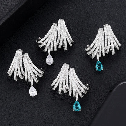 GODKI Luxury DOUBLE CLAWS STUD Earrings for Women Wedding Trendy Cubic Zircon Indian Party Jewelry GIFT