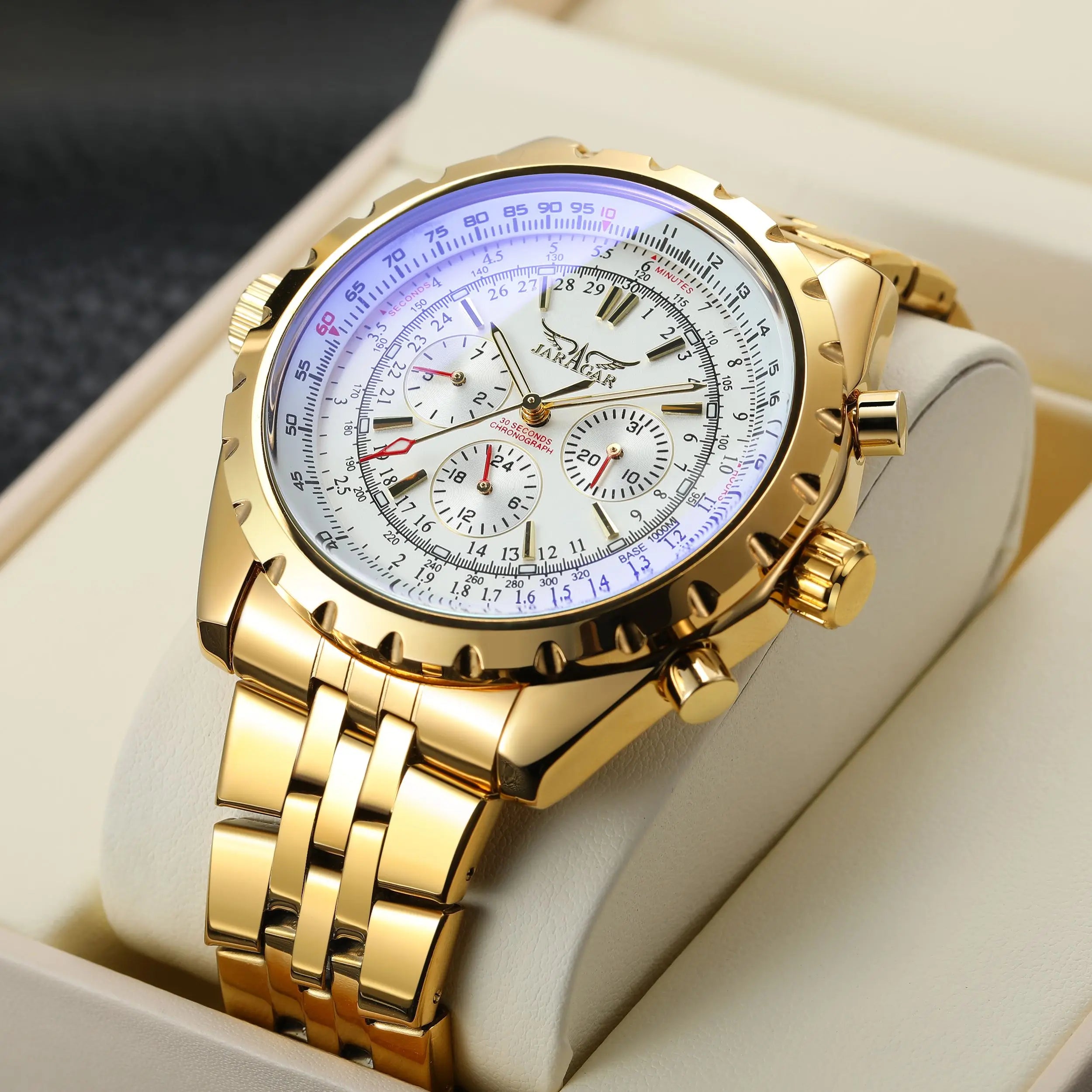 JARAGAR  Men  New Coming Big Face  Automatic Watches Stainless Steel Luxury Man Wristwatches