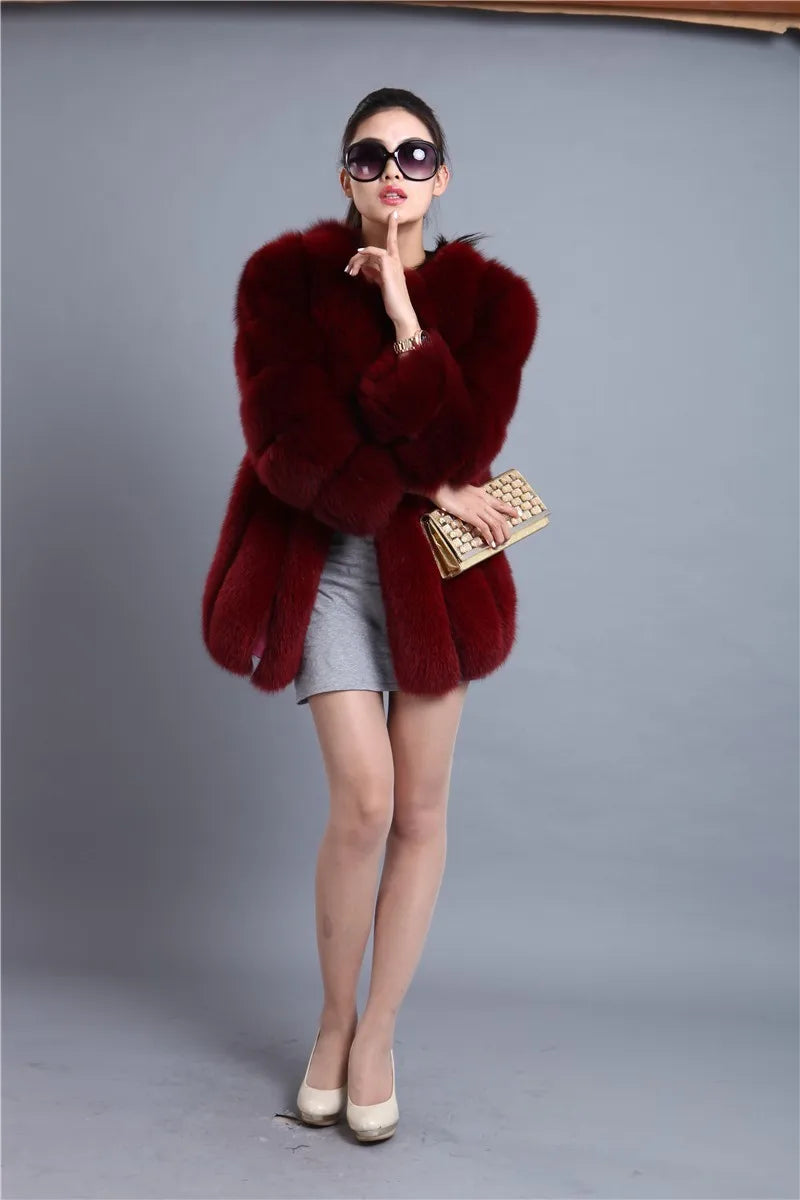 2018 New Hot Winter Women's Fur Coat Factory Supply Fashion Faux Fox/Rabbit Fur in White and Pink Plus Size