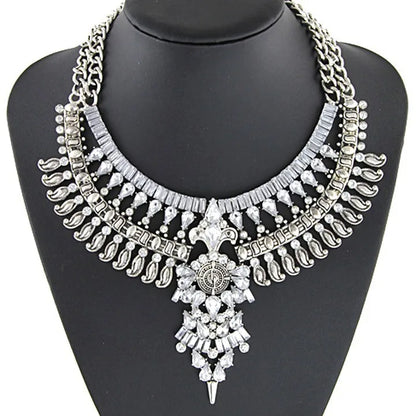 Indian Fashion Silver Plated Vintage Statement Large Necklace Women Boho Ethnic Maxi Big Collar Chunky Choker Necklace Jewelry