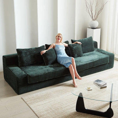 High-Density Sponge Fabric Tufted Modern Villa Sofa Bed Set Square Reclining Extendable Upholstered Comfortable...