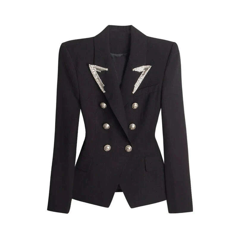 A3979 Miguarment Chinese Wholesalers Black Slim Blazer High Quality Double-breasted blazer Lady Jacket Coat Office Women blazer