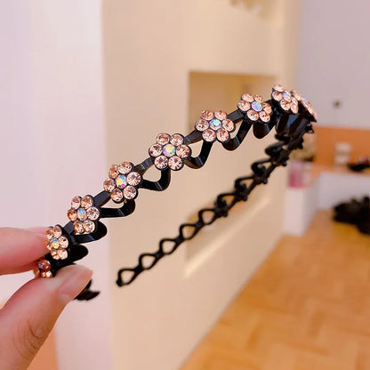 Non-Slip Rhinestone Hairbands Elastic Flower Fashion Pearl Women Hair Hoop Bands Headband Bezel Girls Hair Accessories Headdress
