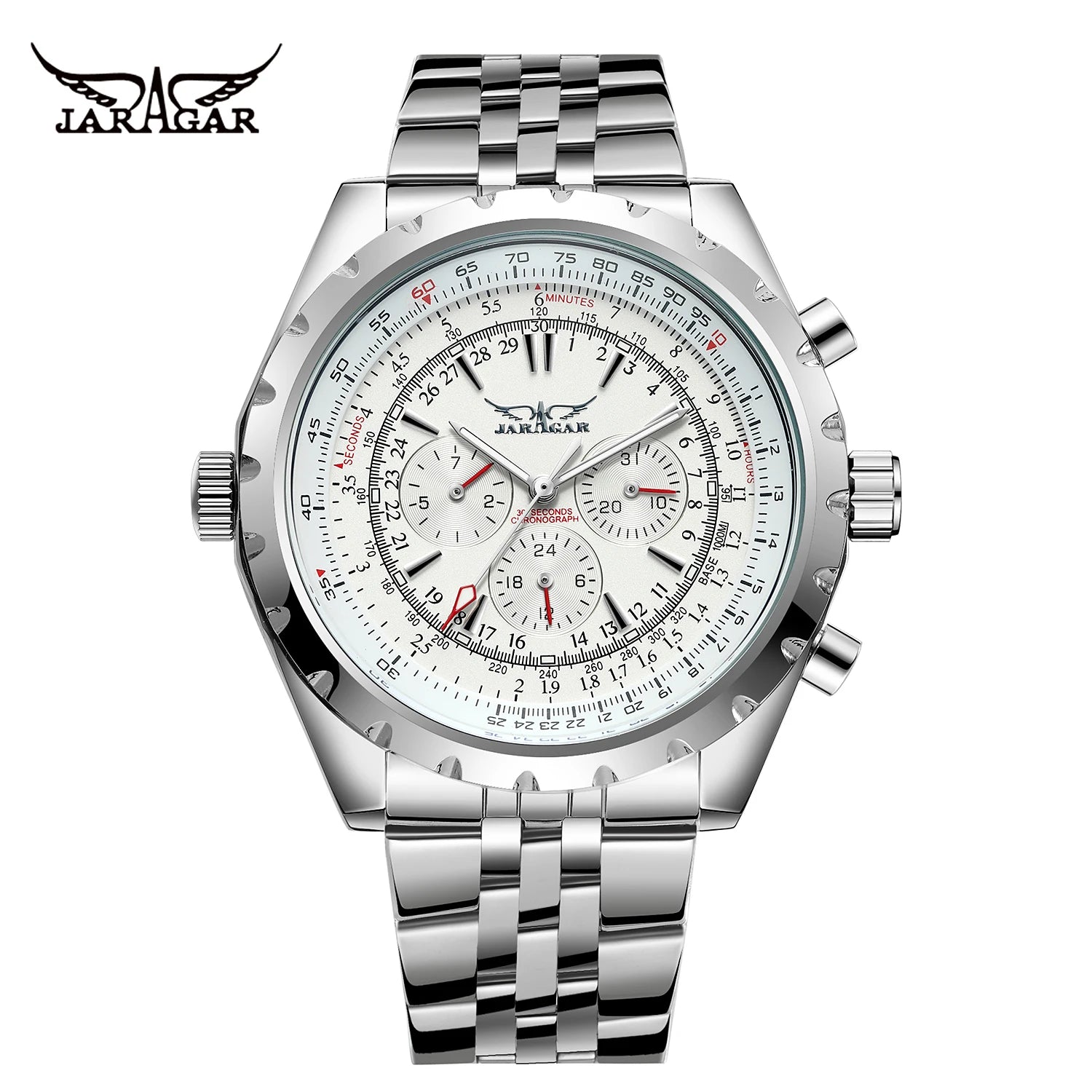 JARAGAR  Men  New Coming Big Face  Automatic Watches Stainless Steel Luxury Man Wristwatches