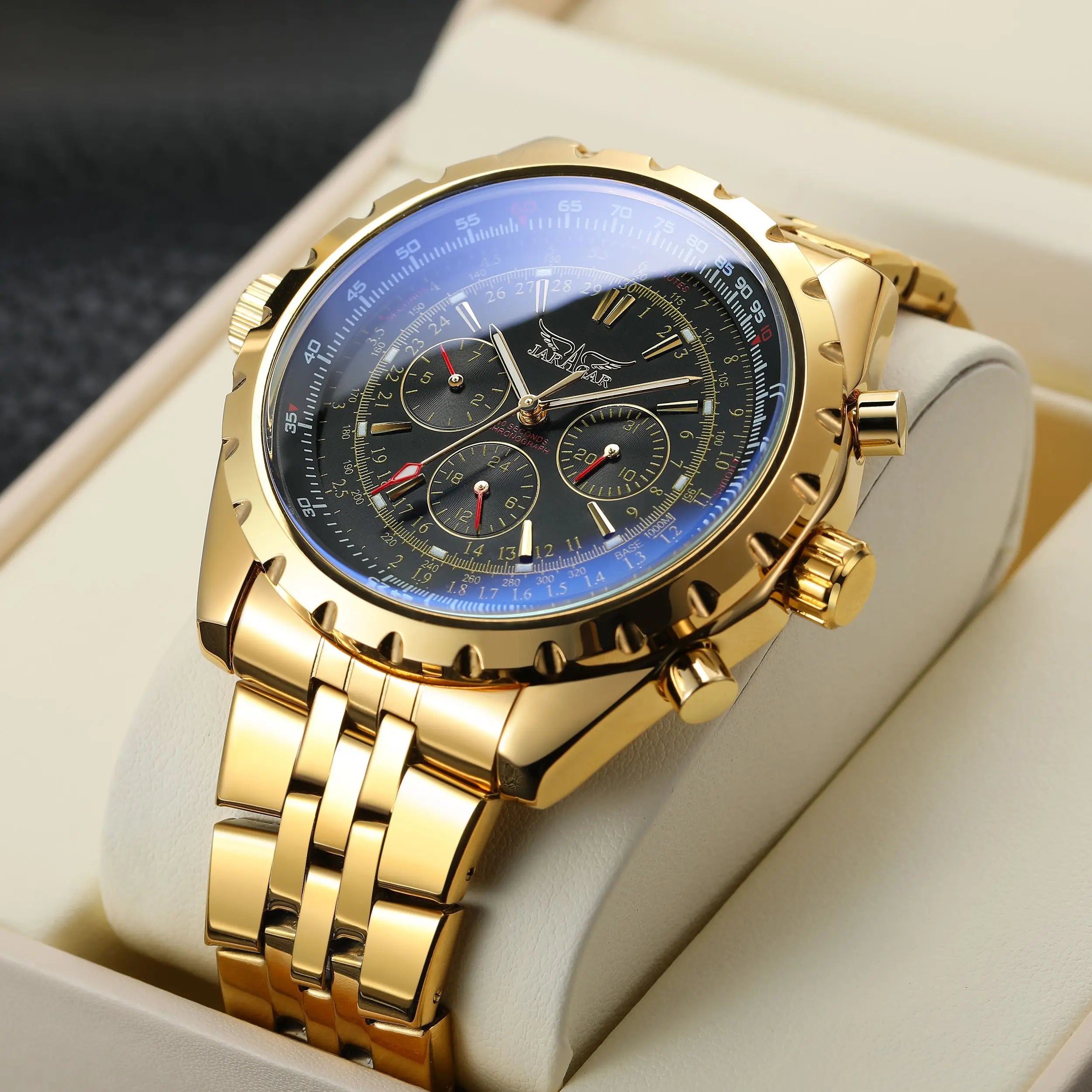 JARAGAR  Men  New Coming Big Face  Automatic Watches Stainless Steel Luxury Man Wristwatches