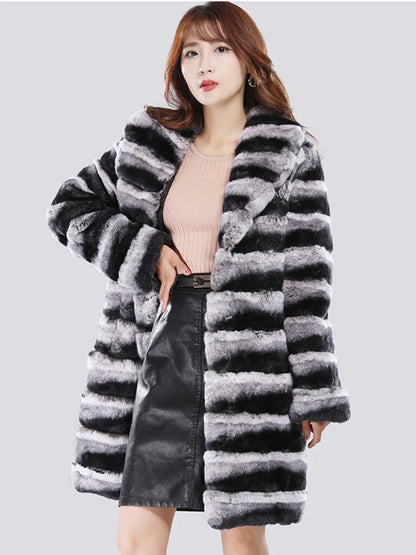 Elegant plush coat keeps warm fur