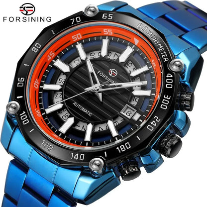 FORSINING New Automatic Mechanical Watch for Men Stainless Steel Waterproof Skeleton Watches Business Luxury Gold Wristwatches