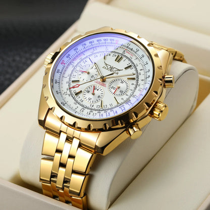 JARAGAR  Men  New Coming Big Face  Automatic Watches Stainless Steel Luxury Man Wristwatches