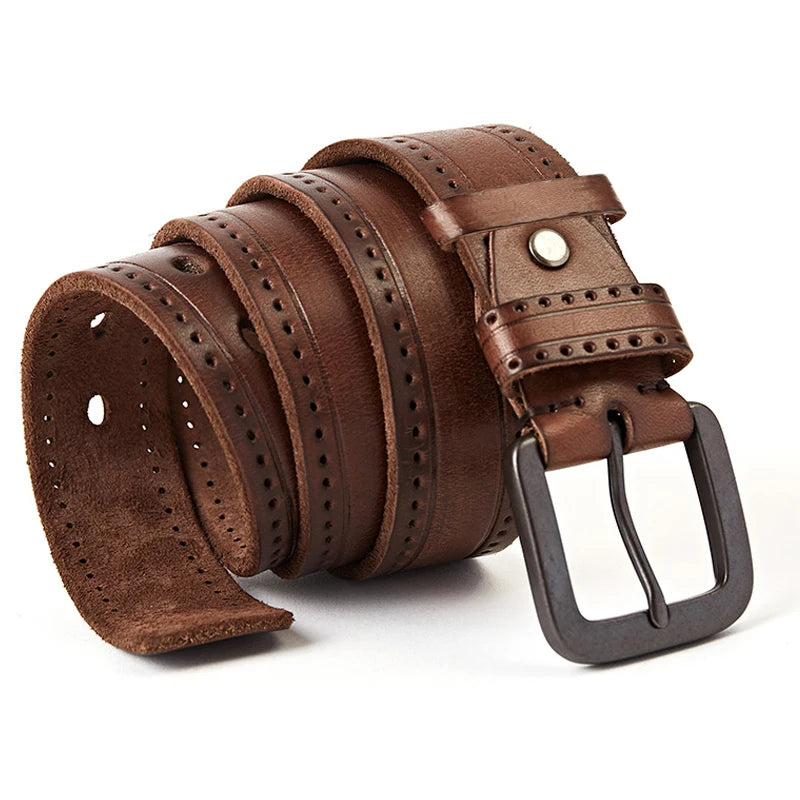 MEDYLA Men's Leather Belts For Men Vintage Alloy Pin Buckle Waistband Strap Jeans Belt For Male Cowhide Belt DSW535
