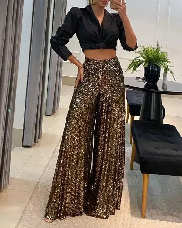 Boutique Wholesale 2026 Summer New Fashionable Solid Color Wide Leg High Waist Straight Leg Women's Pants
