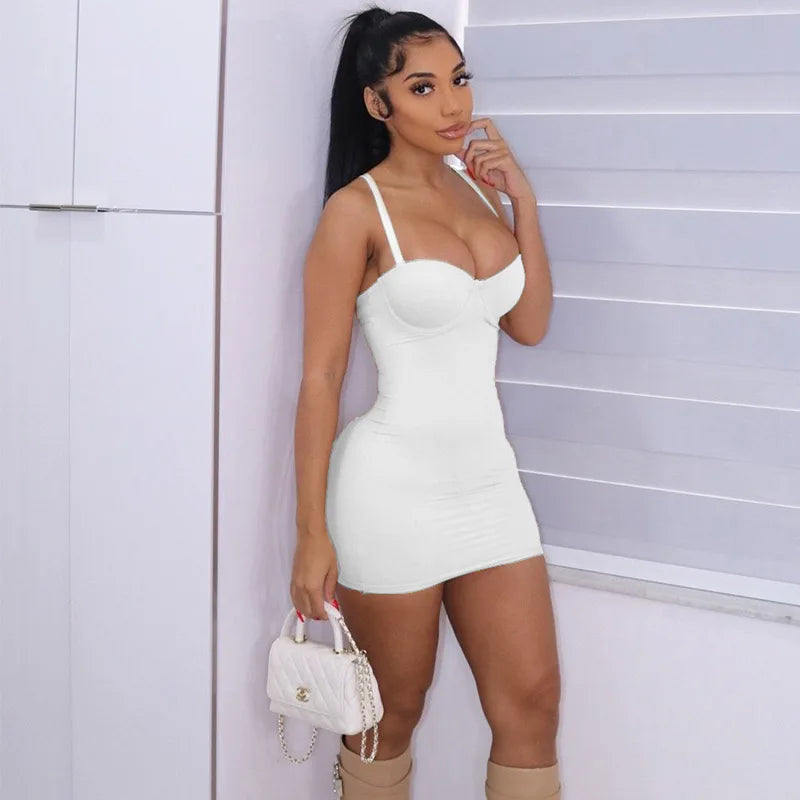 Private Label Custom Fashion Lady Solid Sexy Halter Dress Slim Fit Club Party Women Lady Elegant Bodycon Casual Mini Dress Woman