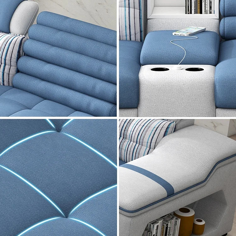 Modern Storage Compartment U Shaped Sectional 7 Seater Latex Luxury Furniture Living Room Fabrics Sofas Sets Supplier |...