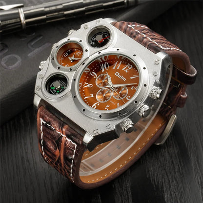 Luxury Sports Watches for Men Top Brand Casual Military Big Dial Cool Man Unique Wristwatch Male Decorative Compass Quartz Clock
