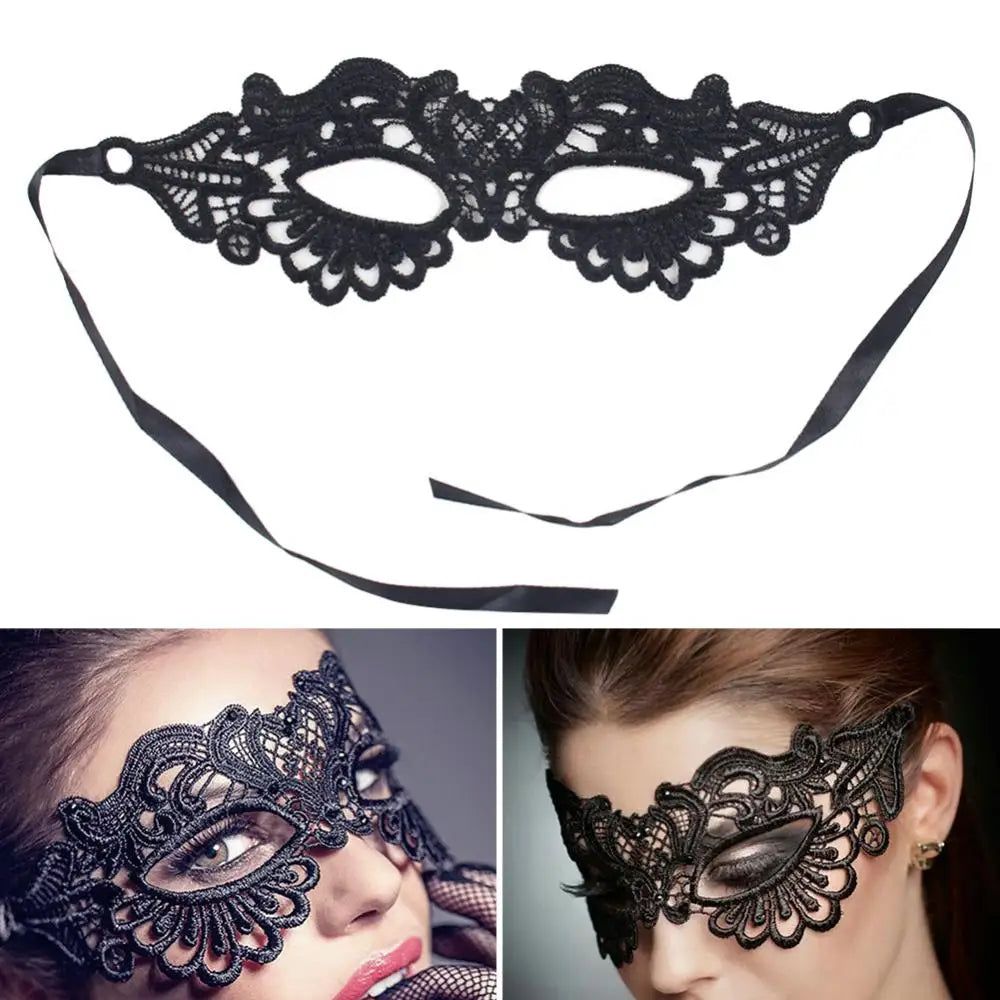 Black Party Mask for Women Hollow Lace Masquerade Blindfold Face Masks Princess Prom Party Props Costume Graduation