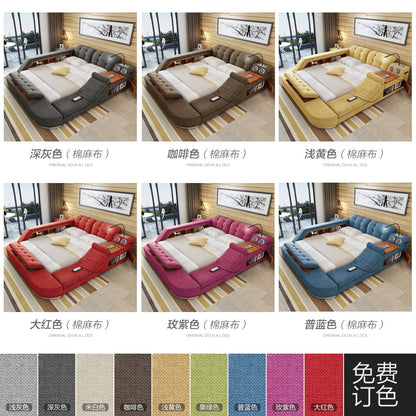 Foshan New environmentally friendly massage multifunctional tatami fabric bed, bed room furniture