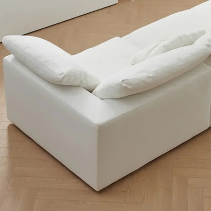 Wabi-Sabi Modern Furniture Square Sponge Upholstered Sectional Sofa Set Blended Cotton Linen Cover Eco-Friendly Durable...