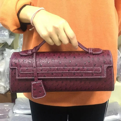 Classic Elegant Ostrich Women Clutch Bag Python Handbags Ladies Tote Bag Fashion  Tote Purse Female Messenger Shoulder Bag