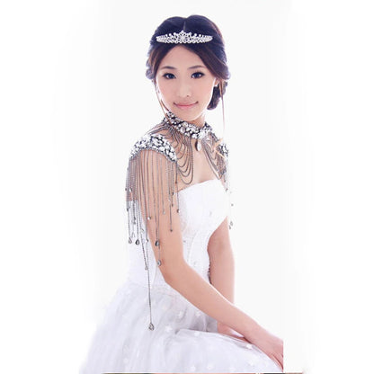 Luxury Crystal Beaded Wedding Bolero Women Bridal Rhinestone Necklace Handmade