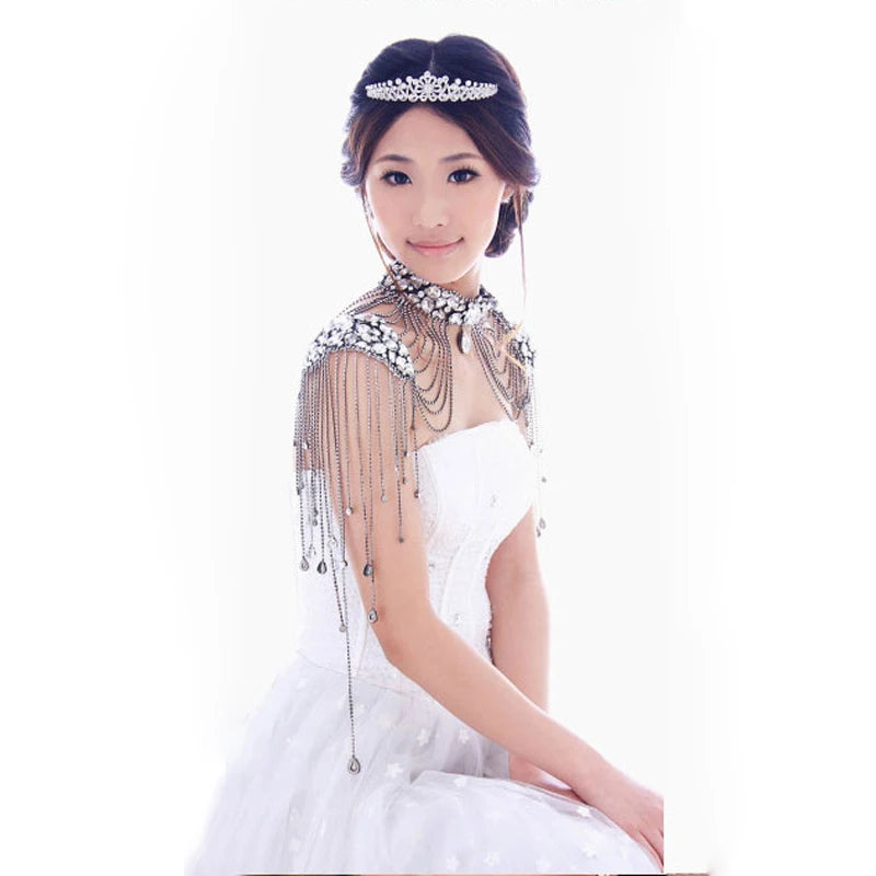 Luxury Crystal Beaded Wedding Bolero Women Bridal Rhinestone Necklace Handmade
