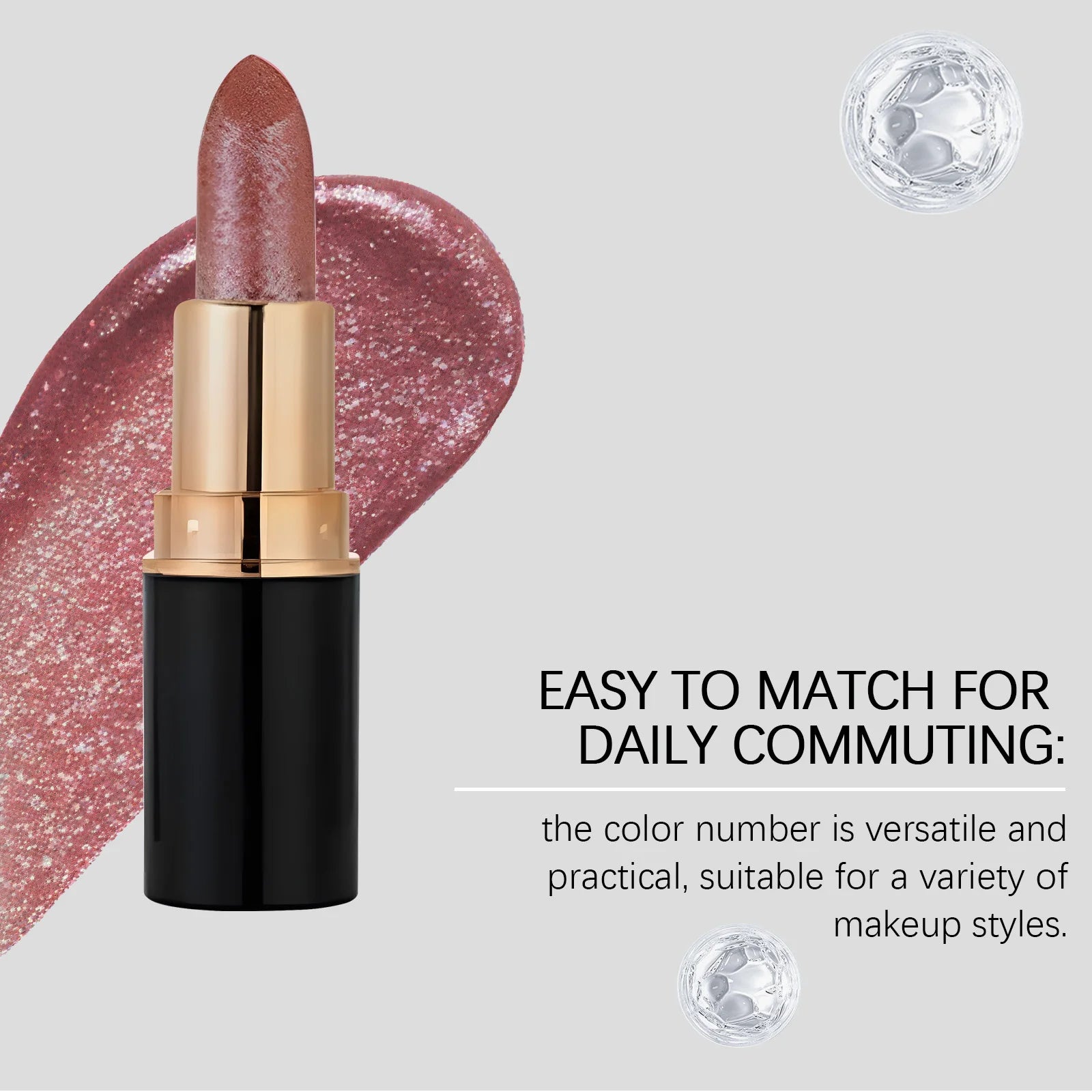 Zephoco Red Brown Diamond Glitter Lip Gloss Lipstick-Fashion Moisturizing Long-Lasting Gloss Smooth & Easy to Apply