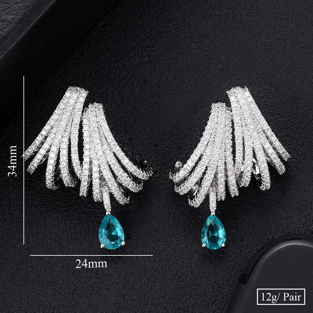 GODKI Luxury DOUBLE CLAWS STUD Earrings for Women Wedding Trendy Cubic Zircon Indian Party Jewelry GIFT