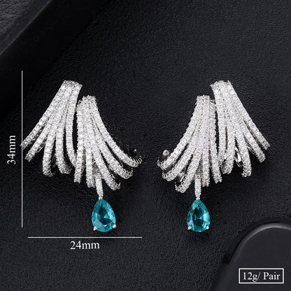 GODKI Luxury DOUBLE CLAWS STUD Earrings for Women Wedding Trendy Cubic Zircon Indian Party Jewelry GIFT