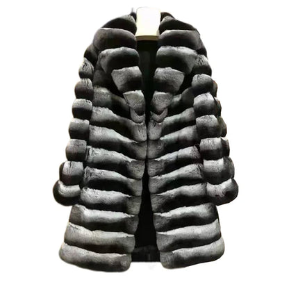 Elegant plush coat keeps warm fur