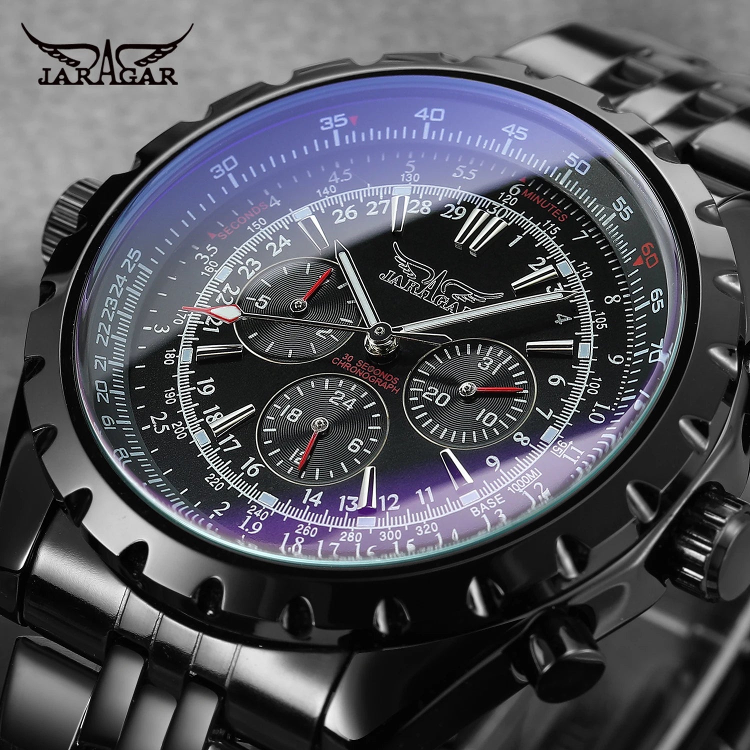JARAGAR  Men  New Coming Big Face  Automatic Watches Stainless Steel Luxury Man Wristwatches