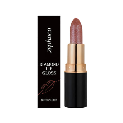 Zephoco Red Brown Diamond Glitter Lip Gloss Lipstick-Fashion Moisturizing Long-Lasting Gloss Smooth & Easy to Apply
