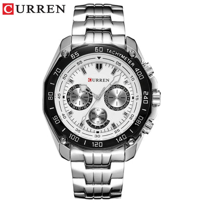 CURREN 8077 Full Stainless Steel Band Watches For Men Fashion Army Military Quartz Mens Watch Sport Wristwatch Male Clock Reloje