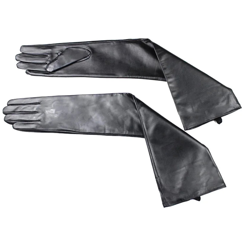 Long Sheepskin Gloves Women's Genuine Leather 58cm Length Sleeve Velvet Lining Keeps Warm in Autumn and Winter