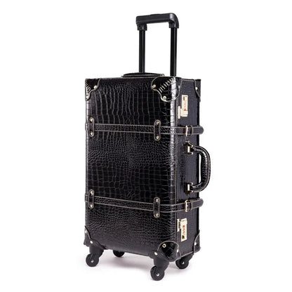 Crocodile Pattern Fashion Suitcase PU Password Travel Rolling Luggage Carry On Classical Spinner Trolley Leather Suitcase