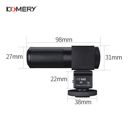 KOMERY Camera And Video Microphone Professional Studio Digital Video Stereo Recording 3.5mm Microphones For Camera For Canon