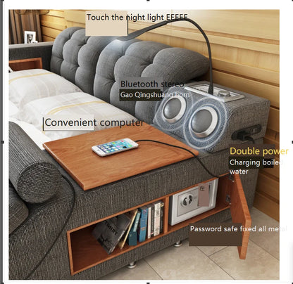 Foshan New environmentally friendly massage multifunctional tatami fabric bed, bed room furniture