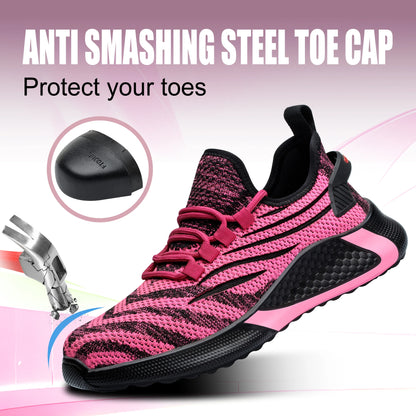 Lady Low Steel Toe Cap Cut Waterproof Winter Anti-Slip Industrial Work Safety Boots Unisex Pink Rubberized - Kimlud