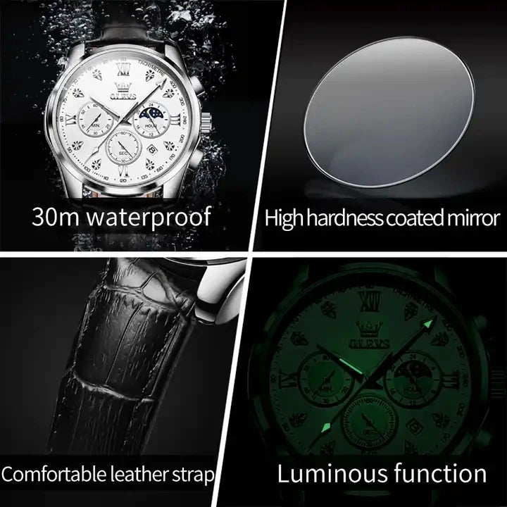 OEM Olevs Watches 2888 2023 New Men's Quartz Watch Fashion Luminous Hands with Date Waterproof Men's Watch Leather Band