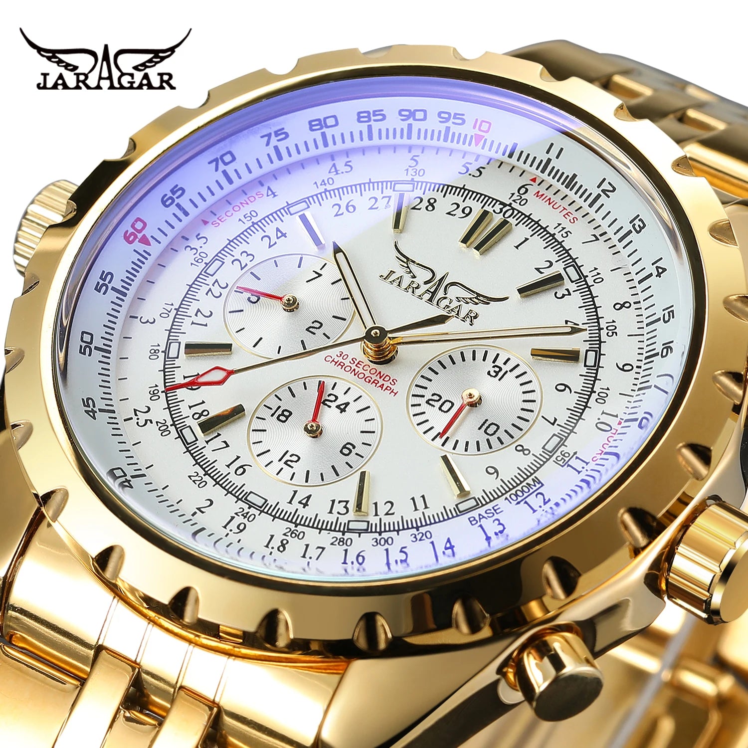 JARAGAR  Men  New Coming Big Face  Automatic Watches Stainless Steel Luxury Man Wristwatches