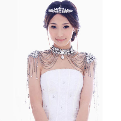 Luxury Crystal Beaded Wedding Bolero Women Bridal Rhinestone Necklace Handmade
