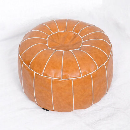 Moroccan Futon Oil Wax Faux Leather Seat Covers Mandala Embroidered Round Cushion Cover Living Room Decor Tatami Footstool Cover
